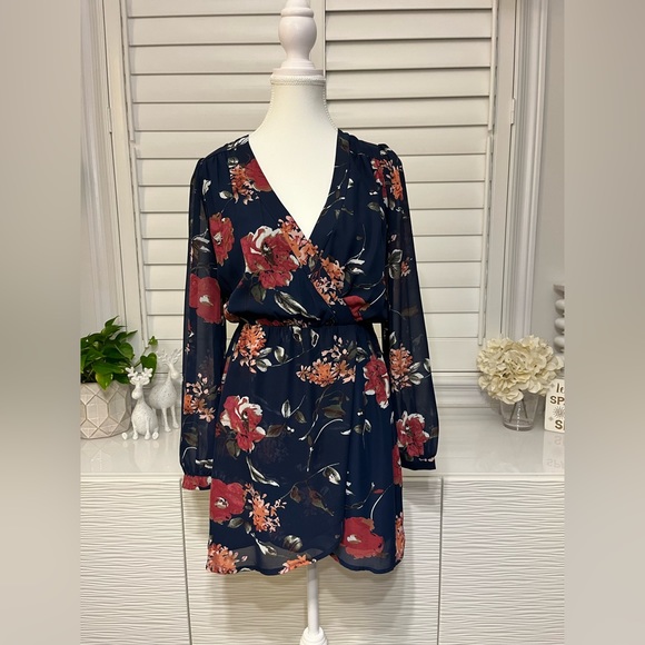Navy Floral Dress - Picture 1 of 6